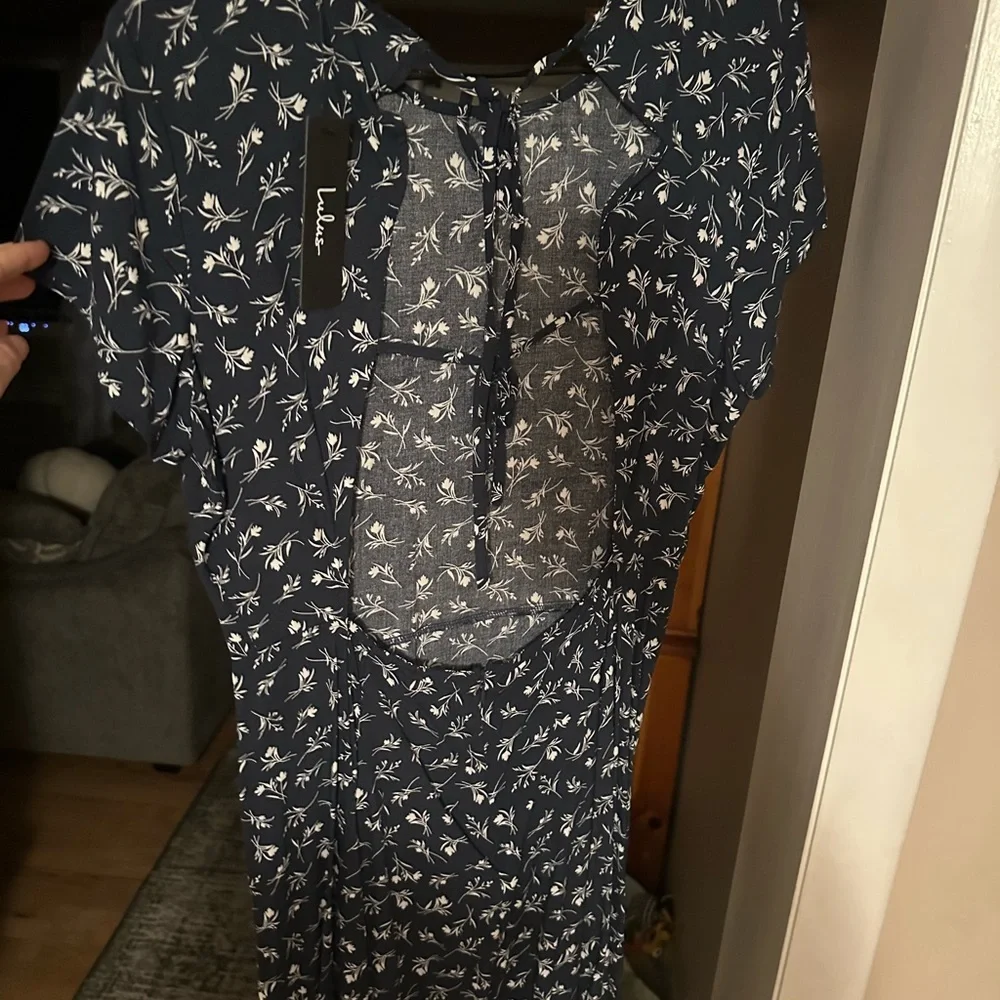 Lulu's Blue and White Flutter Sleeve Maxi Dress - Picture 5 of 7